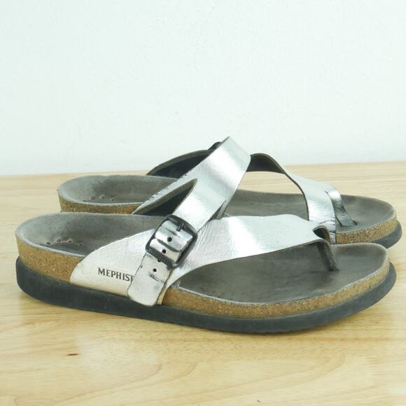 Mephisto Women's US 9 EU 39 Helen Sandals Slip On Comfort Silver Metallic - Picture 1 of 12